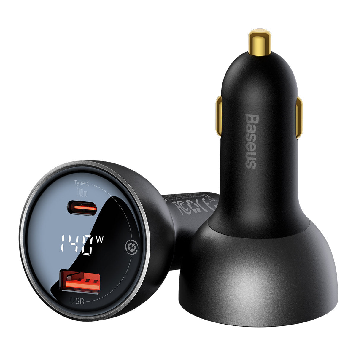 Baseus autós töltő USB-C kábellel, 140W, 5A, 1 x USB-A - 1 x USB-C, Fekete CGZX070001