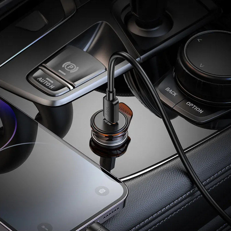 Autós töltő Lightning kábellel HOCO NZ16, 30W, 3A, 1 x USB-C, Szürke