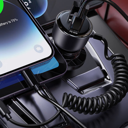 Autós töltő Lightning kábellel Yesido Y57, 50W, 3A, 1 x USB-A - 1 x USB-C, Fekete