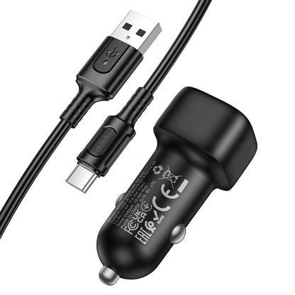 Car Charger with USB-C Cable Borofone BZ34 Cloud, 18W, 3A, 1 x USB-A, Black
