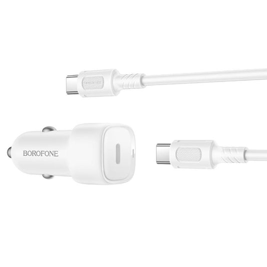 Autós töltő USB-C kábellel Borofone BZ34A Cloud, 20W, 3A, 1 x USB-C, Fehér