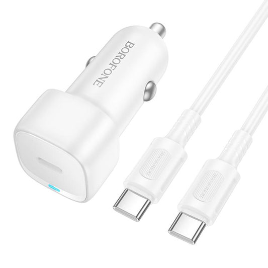 Autós töltő USB-C kábellel Borofone BZ34A Cloud, 20W, 3A, 1 x USB-C, Fehér