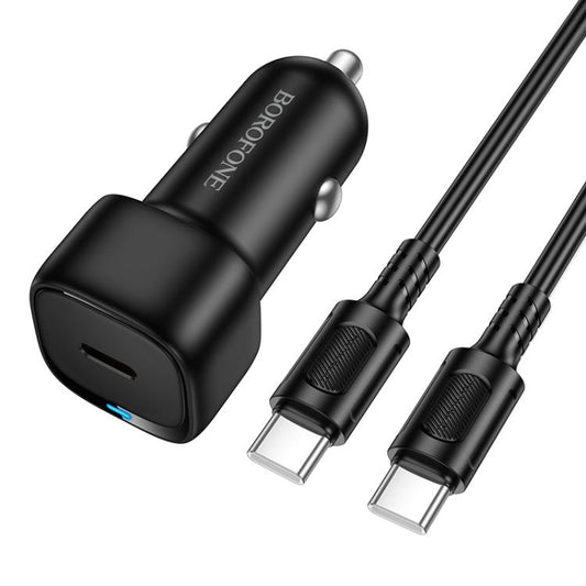 Autós töltő USB-C kábellel Borofone BZ34A Cloud, 20W, 3A, 1 x USB-C, Fekete
