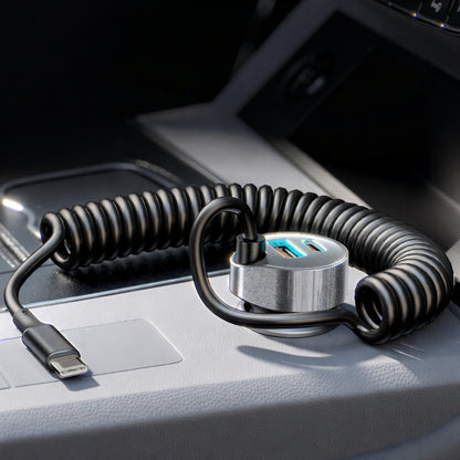 Lisen Car Charger with USB-C Cable, 90W, 3A, 1 x USB-A - 1 x USB-C, Black YL0223120020