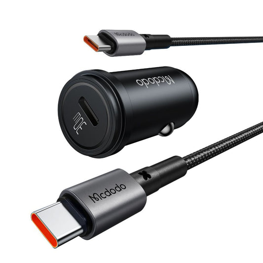 Autós töltő USB-C kábellel McDodo CC-7493 Obsidian, 30W, 3A, 1 x USB-C, Fekete