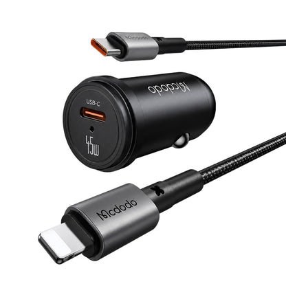 Mcdodo CC-7495 USB-C Kábeles Autós Töltő, 45W, 3A, 1 x USB-C, Fekete
