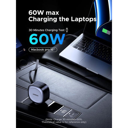 Autós töltő USB-C kábellel UGREEN EC601, 75W, 3A, 1 x USB-A - 1 x USB-C, Szürke