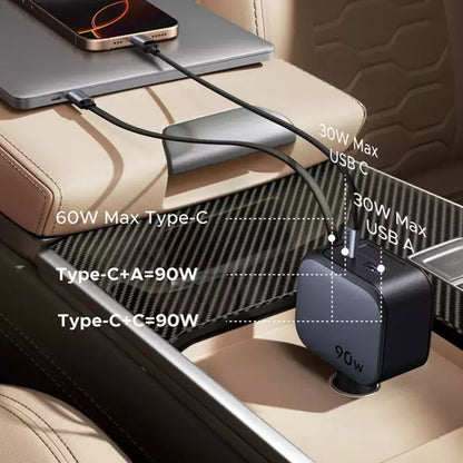 UGREEN EC603 Car Charger with USB-C Cable, 90W, 3A, 1 x USB-A - 1 x USB-C, Gray