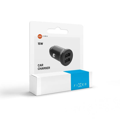 Fixed autós töltő, 15.5W, 3A, 2 x USB-A, Fekete