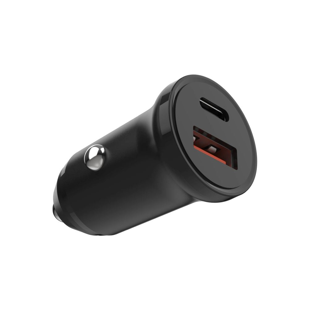 Fixed Auto Töltő, 20W, 3A, 1 x USB-A - 1 x USB-C, Fekete