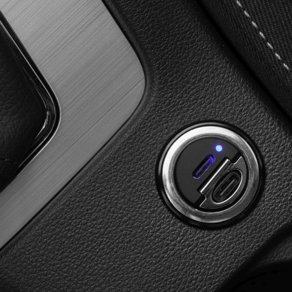 Fixed autós töltő, 30W, 3A, 2 x USB-C, Fekete