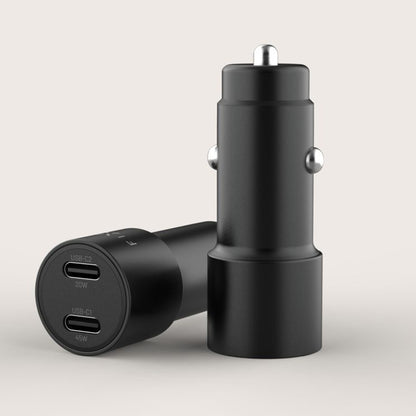Fixed autós töltő, 65W, 3A, 2 x USB-C, Fekete
