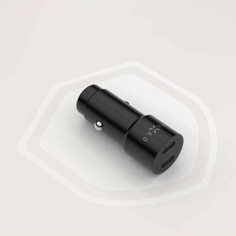 Fixed autós töltő, 65W, 3A, 2 x USB-C, Fekete