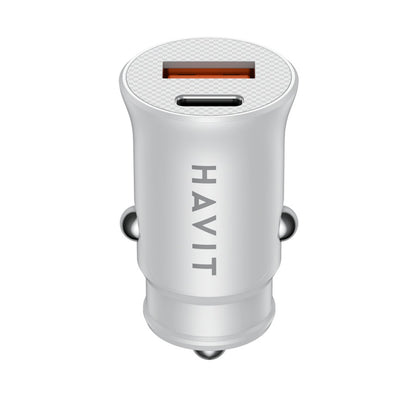 HAVIT CC2022 autós töltő, 20W, 3A, 1 x USB-A - 1 x USB-C, Fehér