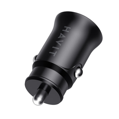 HAVIT CC2022 Autós töltő, 20W, 3A, 1 x USB-A - 1 x USB-C, Fekete