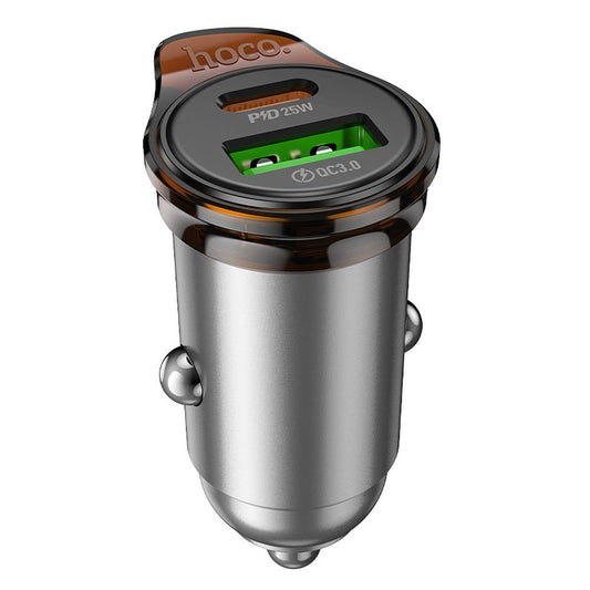 HOCO NZ16A autós töltő, 43W, 3A, 1 x USB-A - 1 x USB-C, szürke
