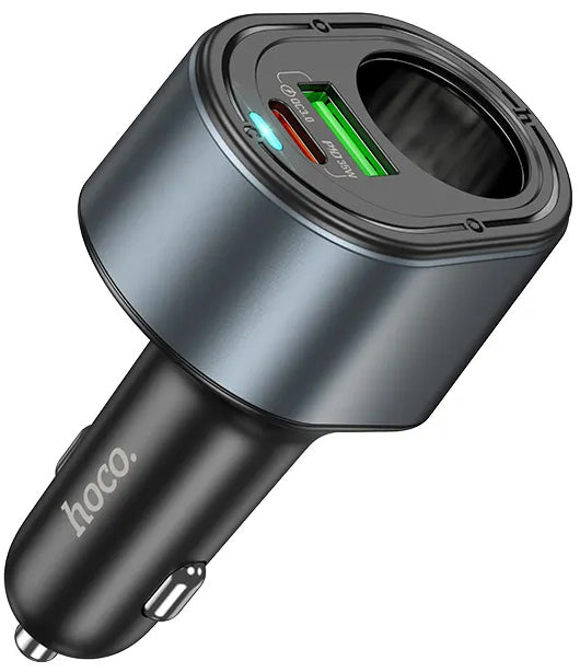 HOCO Z56 Autós Töltő, 35W, 3A, 1 x USB-A - 1 x USB-C - 1 x Szivargyújtó Kiterjesztés, Fekete