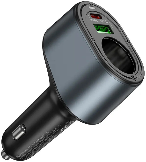 HOCO Z56 Autós Töltő, 35W, 3A, 1 x USB-A - 1 x USB-C - 1 x Szivargyújtó Kiterjesztés, Fekete