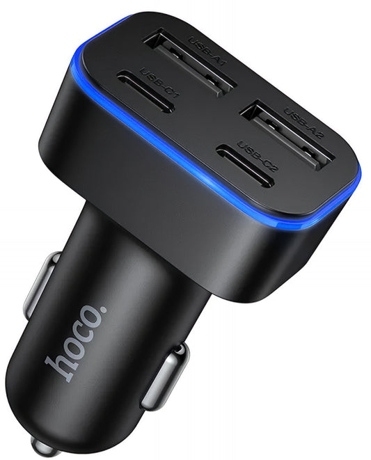HOCO Z63 autós töltő, 42W, 3A, 2 x USB-A - 2 x USB-C, Fekete