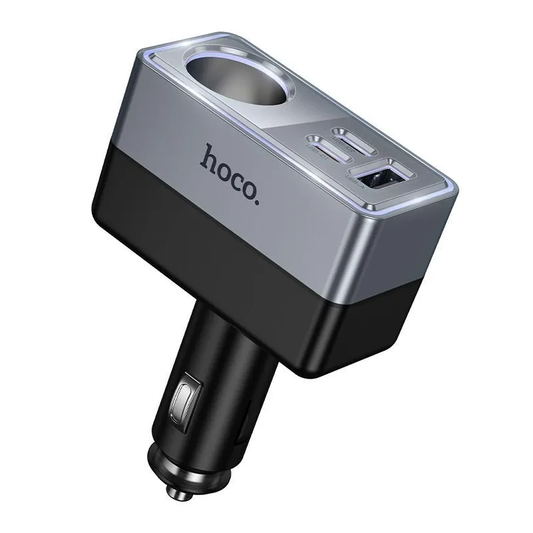 HOCO Z65A autós töltő, 165W, 3A, 1 x gyújtóaljzat kiterjesztés - 1 x USB-A - 2 x USB-C, fekete