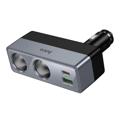 HOCO Z65B autós töltő, 240W, 1 x USB-A - 1 x USB-C - 2 x szivargyújtó elosztó, fekete