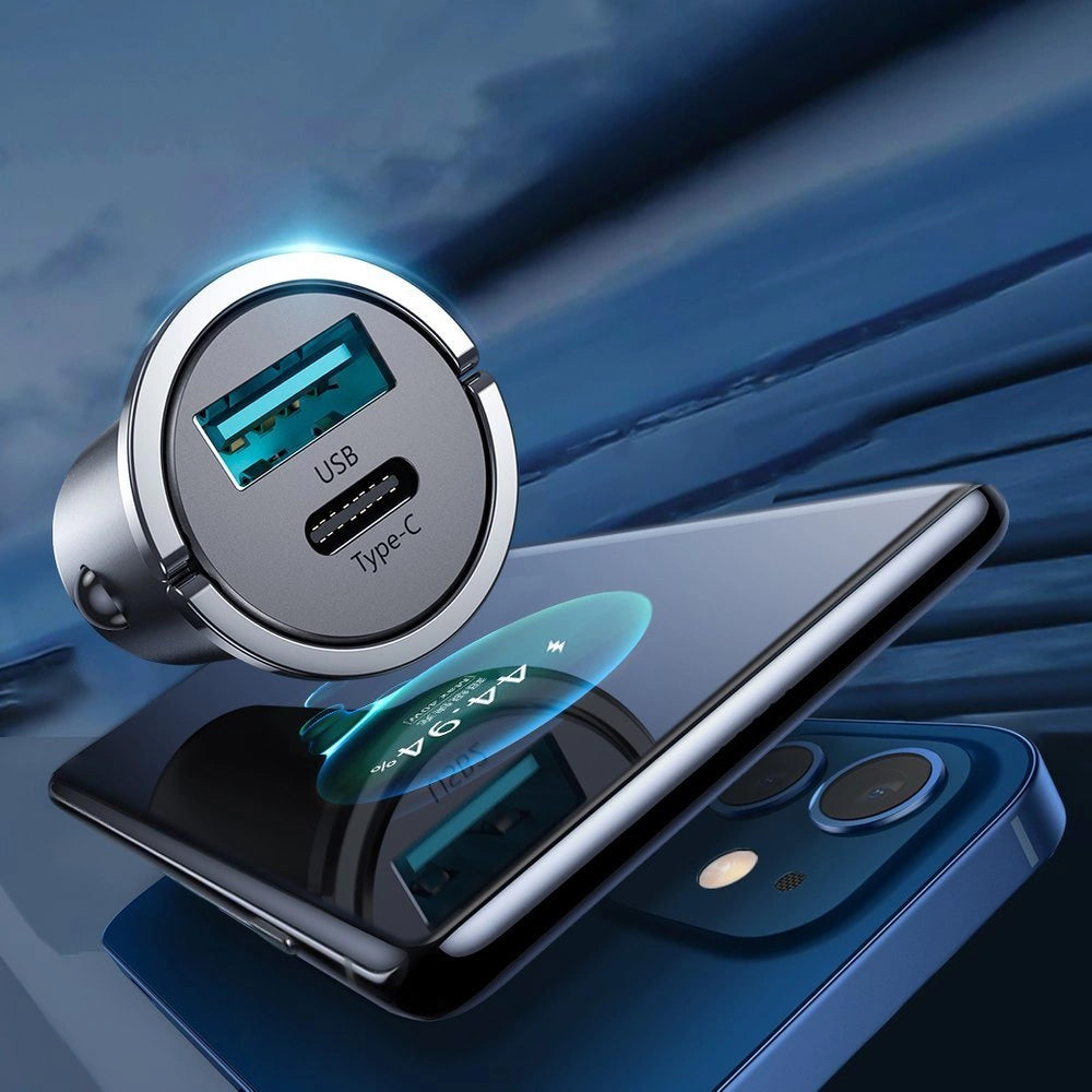 Joyroom C-A35 autós töltő, 45W, 5A, 1 x USB-A - 1 x USB-C, szürke