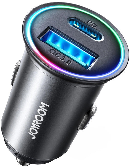 Joyroom JR-CCN04 autós töltő, 60W, 3A, 1 x USB-A - 1 x USB-C, Fekete
