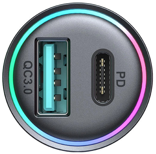 Joyroom JR-CCN04 autós töltő, 60W, 3A, 1 x USB-A - 1 x USB-C, Fekete