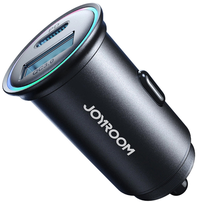 Joyroom JR-CCN04 autós töltő, 60W, 3A, 1 x USB-A - 1 x USB-C, Fekete