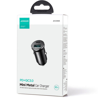 Joyroom JR-CCN05 autós töltő, 30W, 3A, 1 x USB-A - 1 x USB-C, Fekete