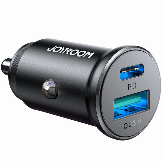 Joyroom JR-CCN05 autós töltő, 30W, 3A, 1 x USB-A - 1 x USB-C, Fekete