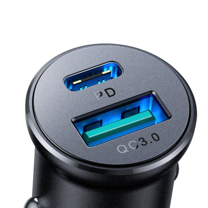 Joyroom JR-CCN05 autós töltő, 30W, 3A, 1 x USB-A - 1 x USB-C, Fekete