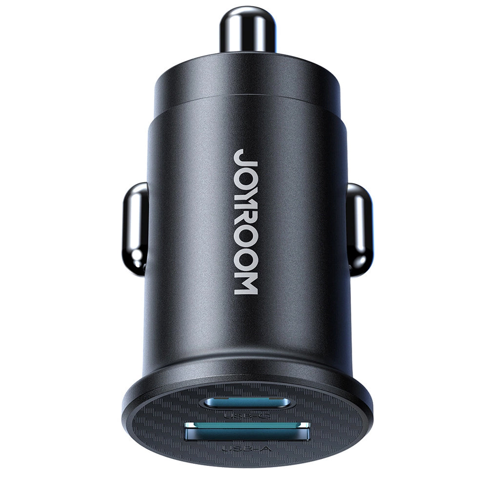 Joyroom JR-CCN16 Mini autós töltő, 12W, 2.4A, 1 x USB-A - 1 x USB-C, Fekete