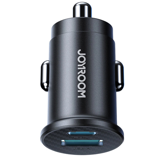 Joyroom JR-CCN16 Mini autós töltő, 12W, 2.4A, 1 x USB-A - 1 x USB-C, Fekete