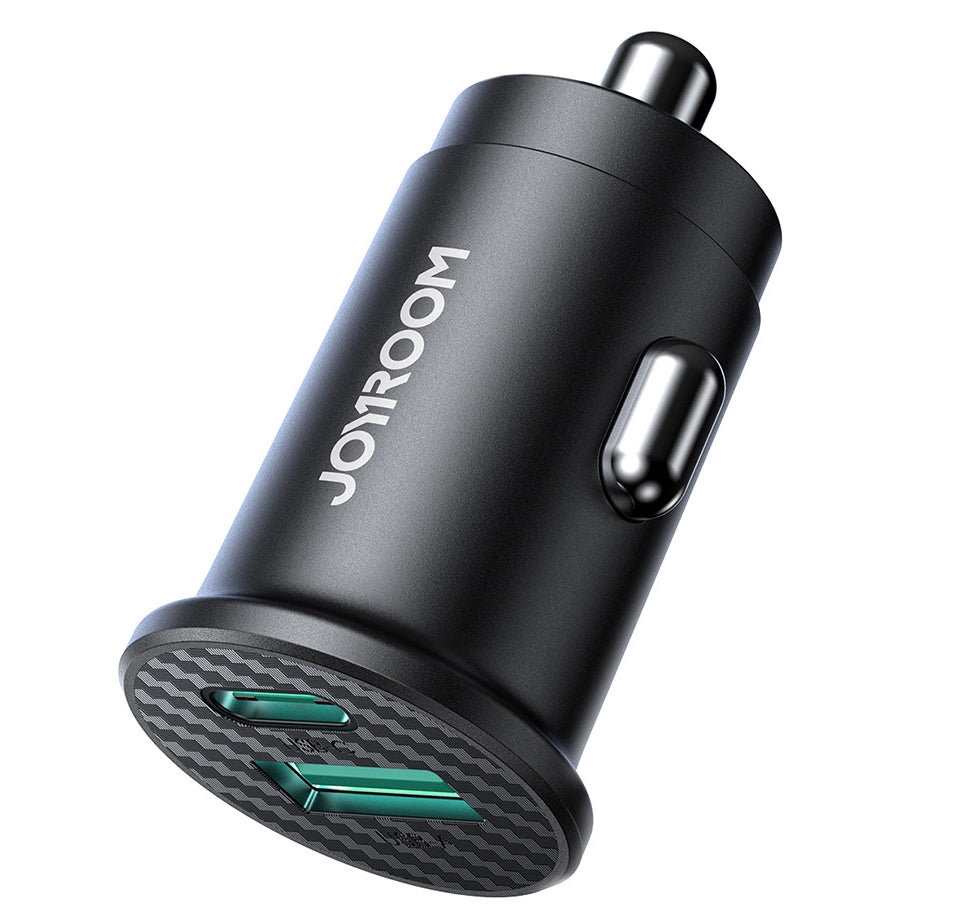 Joyroom JR-CCN16 Mini autós töltő, 12W, 2.4A, 1 x USB-A - 1 x USB-C, Fekete