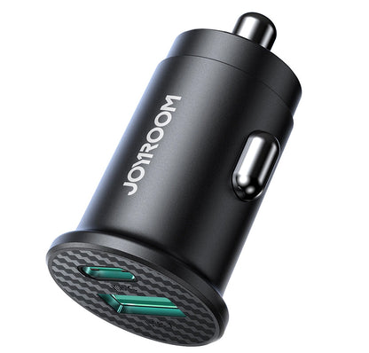 Joyroom JR-CCN16 Mini autós töltő, 12W, 2.4A, 1 x USB-A - 1 x USB-C, Fekete