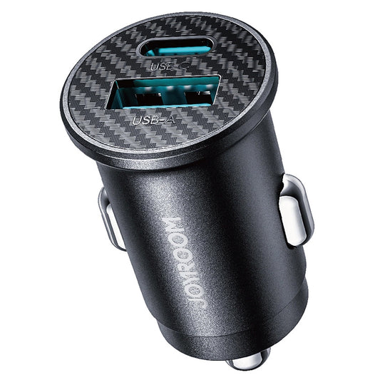 Joyroom JR-CCN16 Mini autós töltő, 12W, 2.4A, 1 x USB-A - 1 x USB-C, Fekete