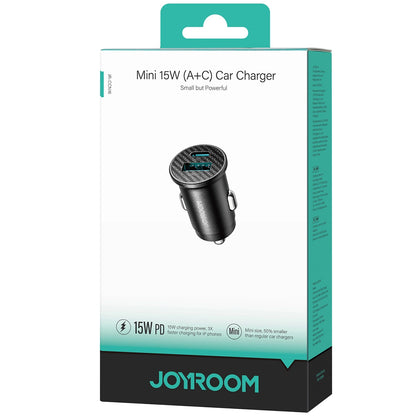 Joyroom JR-CCN16 Mini autós töltő, 12W, 2.4A, 1 x USB-A - 1 x USB-C, Fekete
