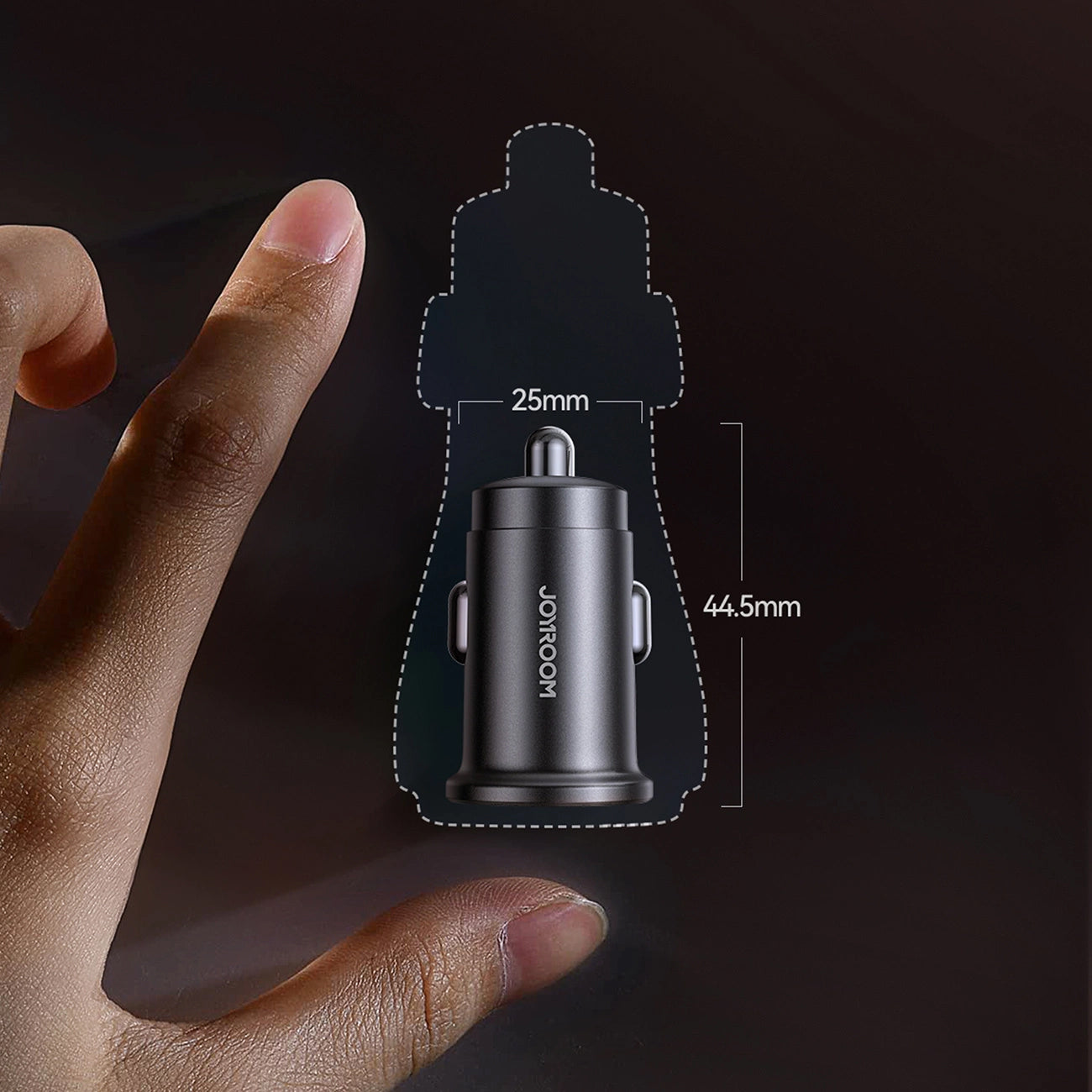 Joyroom JR-CCN16 Mini autós töltő, 12W, 2.4A, 1 x USB-A - 1 x USB-C, Fekete