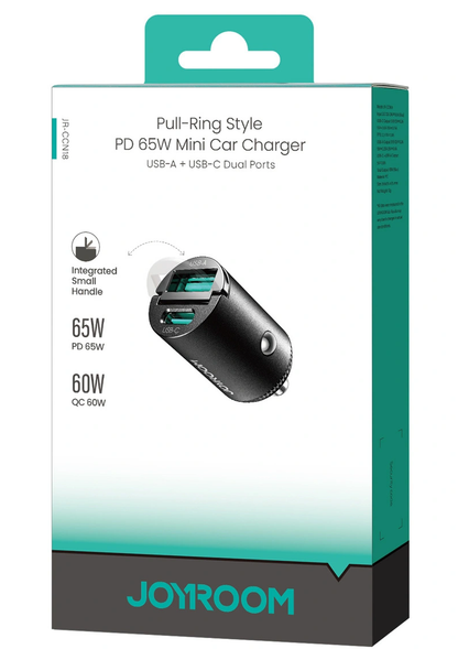 Joyroom JR-CCN18 autós töltő, 65W, 1 x USB-A - 1 x USB-C, fekete
