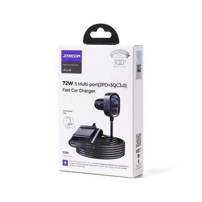 Joyroom JR-CL05 autós töltő, 72W, 3A, 2 x USB-C - 3 x USB-A, Fekete