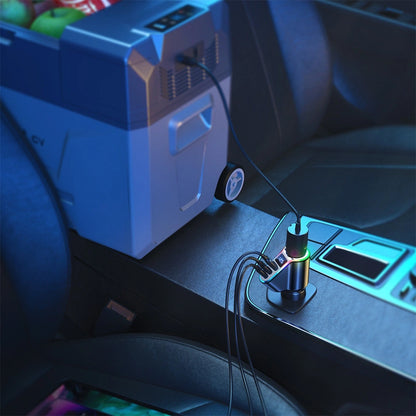 Joyroom JR-CL21 autós töltő, 150W, 3A, 1 x szivargyújtó kiterjesztés - 1 x USB-A - 2 x USB-C, Fekete