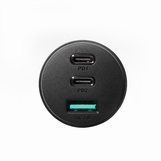 Joyroom JR-CL26 autós töltő, 70W, 4.8A, 1 x USB-A - 2 x USB-C, Fekete