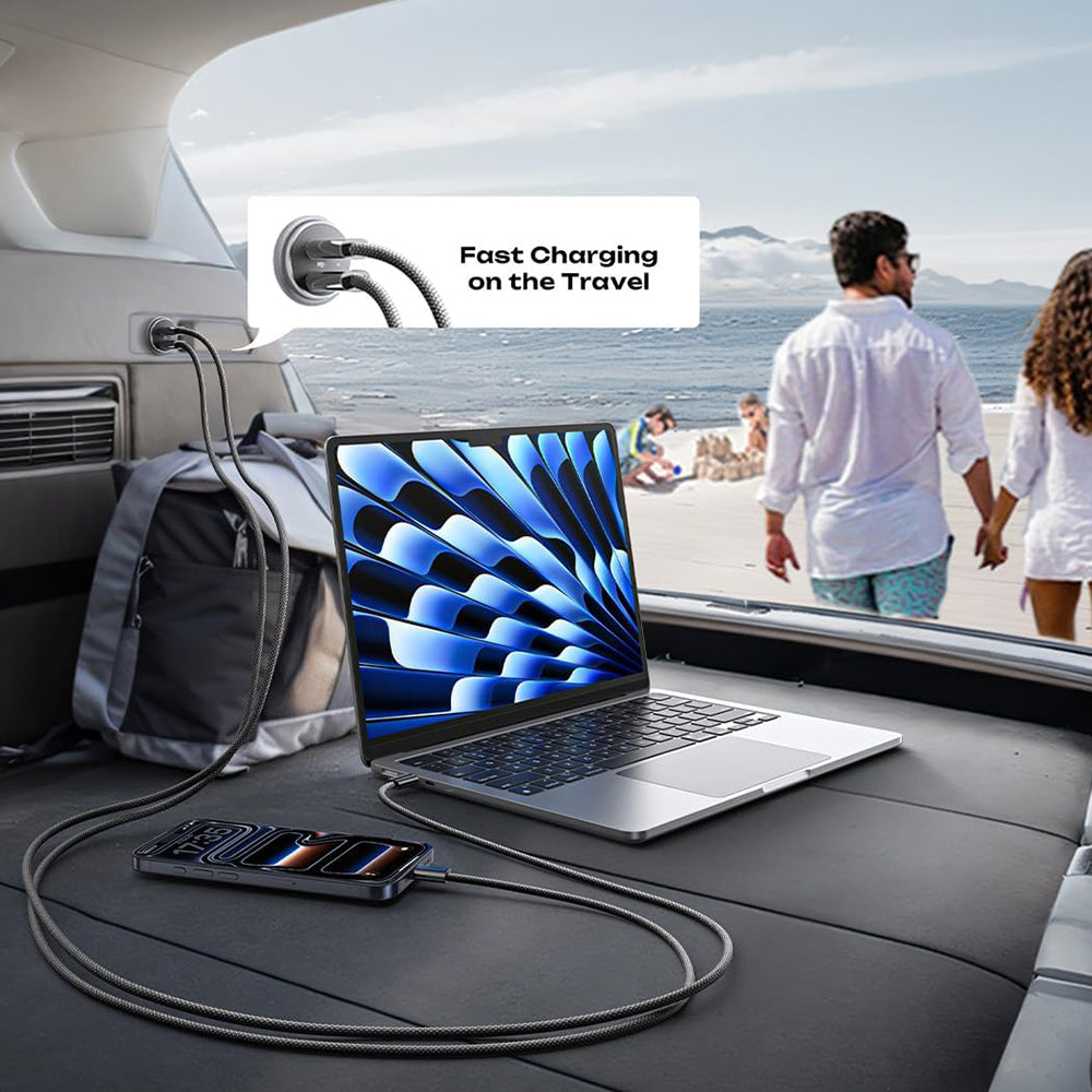 Lisen Autós Töltő, 45W, 3A, 2 x USB-C, Fekete YL0223080007