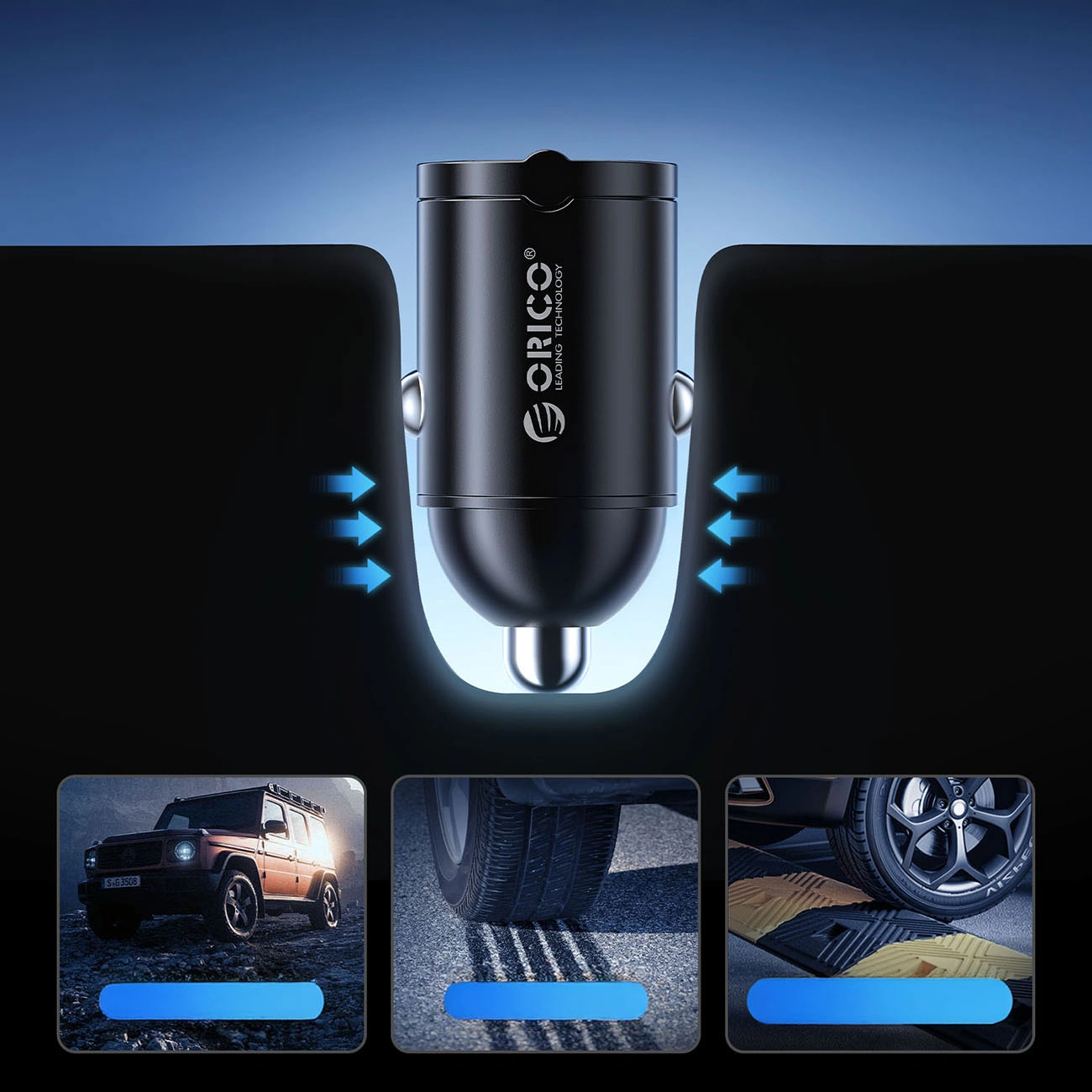 Orico MiniRing Car Charger, 30W, 3A, 2 x USB-C, Black
