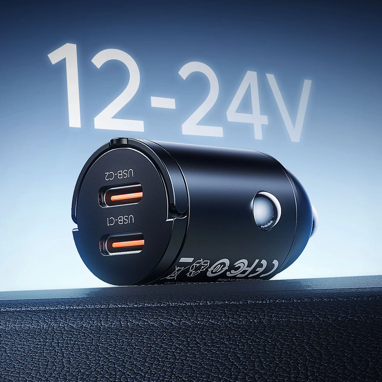 Orico MiniRing Car Charger, 30W, 3A, 2 x USB-C, Black
