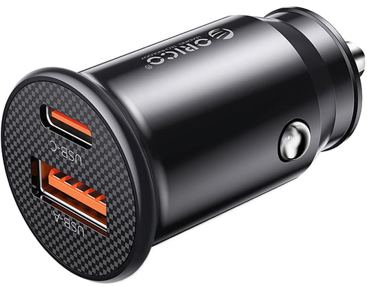 Orico PowerMini autós töltő, 30W, 3A, 1 x USB-A - 1 x USB-C, Fekete