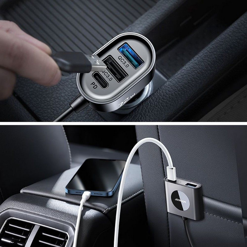 Joyroom JR-CL05 autós töltő, 72W, 3A, 2 x USB-C - 3 x USB-A, Fekete