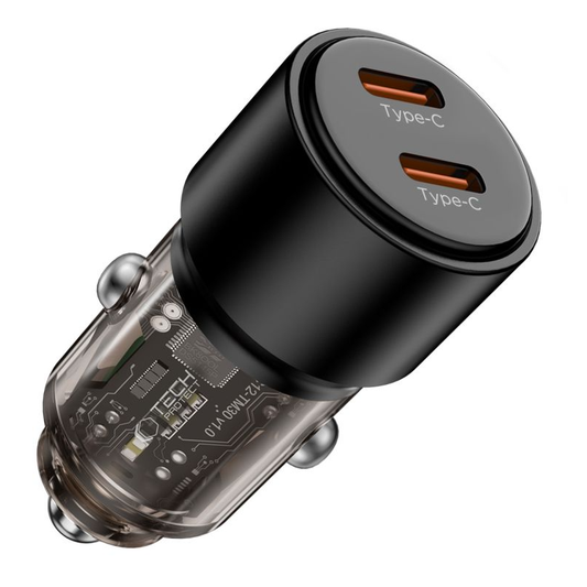 Tech-Protect CC03 autós töltő, 100W, 3,25A, 2 x USB-C, fekete