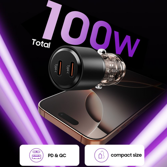 Tech-Protect CC03 autós töltő, 100W, 3,25A, 2 x USB-C, fekete